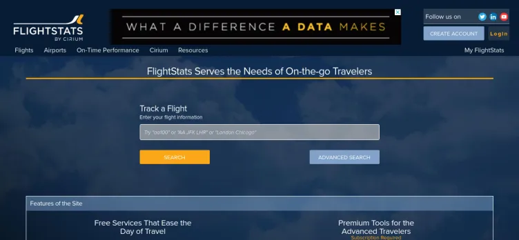 Screenshot FlightStats