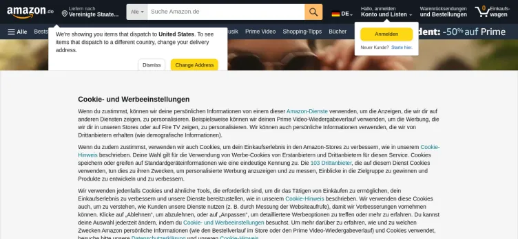 Screenshot Amazon DE