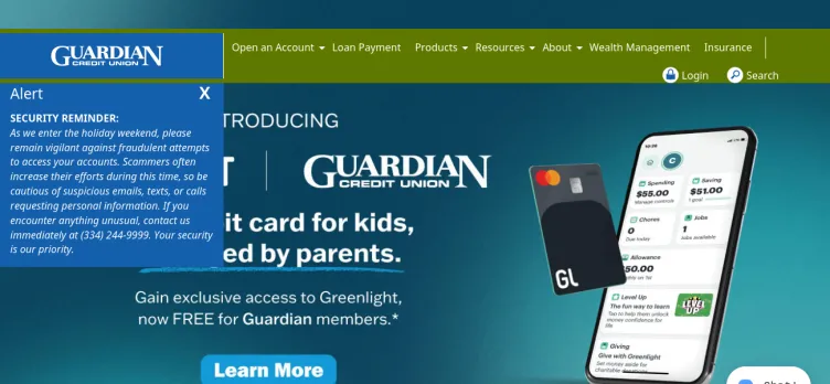 Screenshot Guardian Credit Union