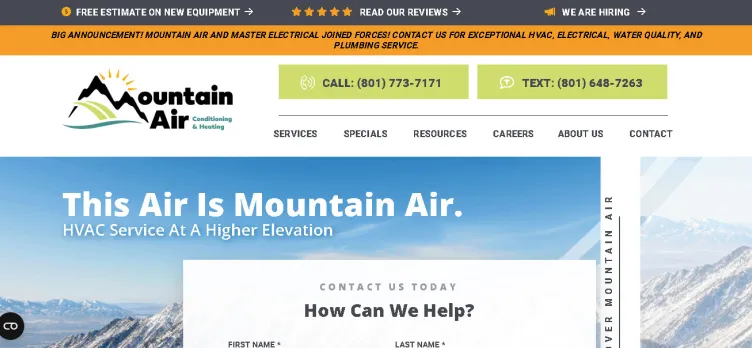 Screenshot MountainAirUtah.com