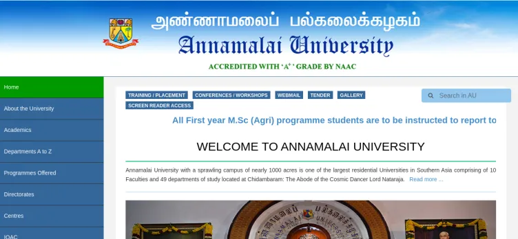 Screenshot Annamalai University