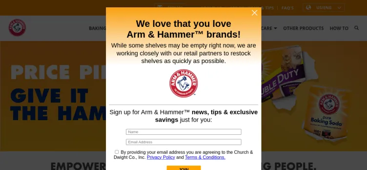 Screenshot Arm & Hammer / Church & Dwight Co.