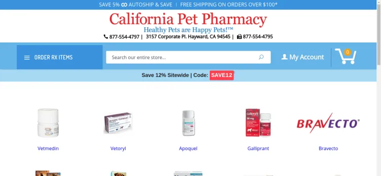 Screenshot California Pet Pharmacy