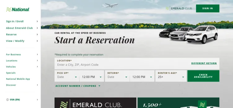 Screenshot National Car Rental