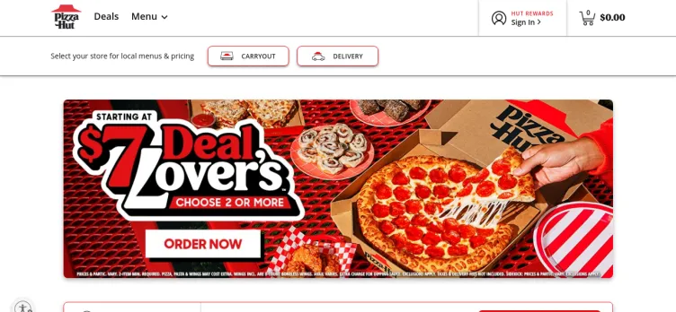 Screenshot Pizza Hut