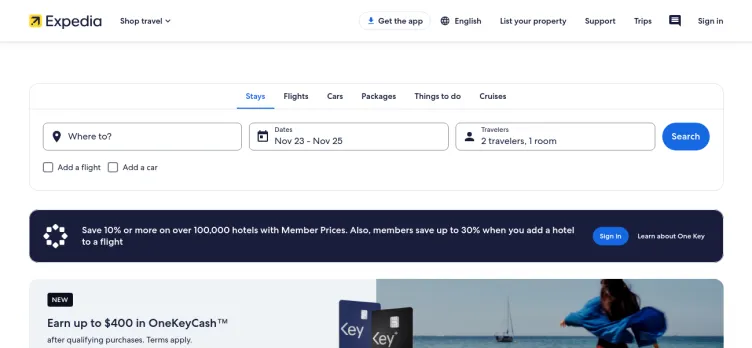 Screenshot Expedia