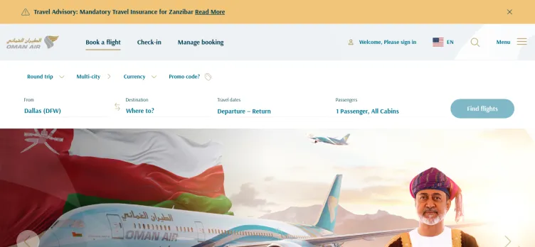 Screenshot Oman Air