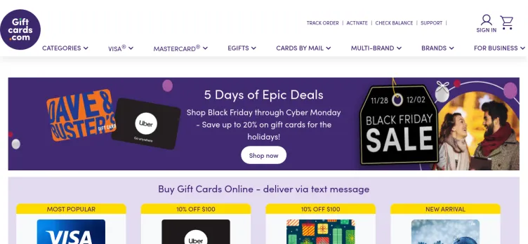 Screenshot Giftcards.com