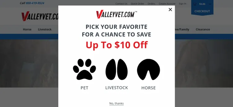 Screenshot Valley Vet Supply / Valley Veterinary Clinic