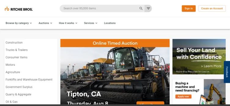 Screenshot Ritchie Bros. Auctioneers / RBAuction.com