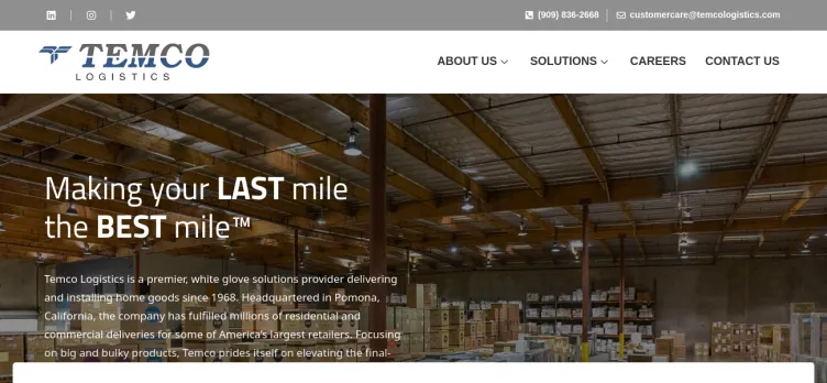 Screenshot Temco Logistics