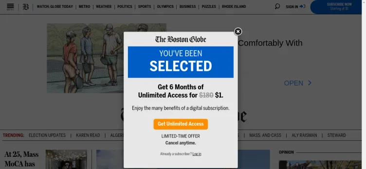 Screenshot The Boston Globe