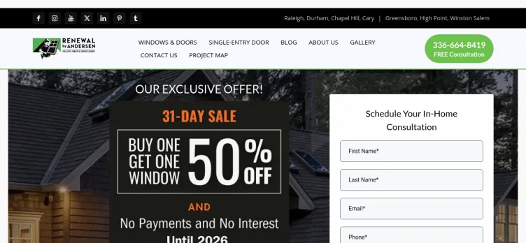 Screenshot Renewal by Andersen of Central North Carolina