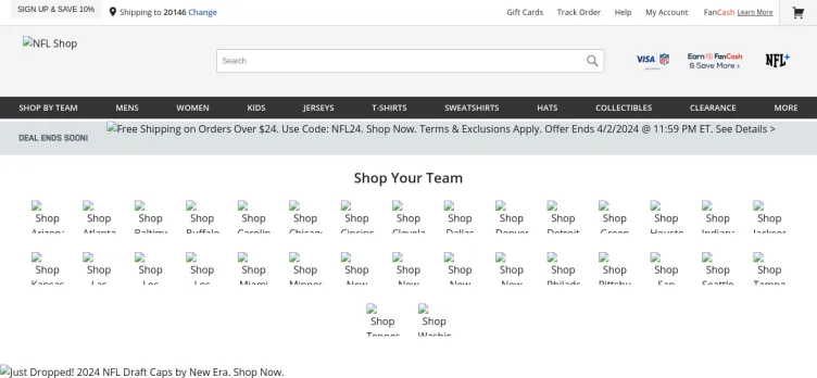 Screenshot NFL Shop