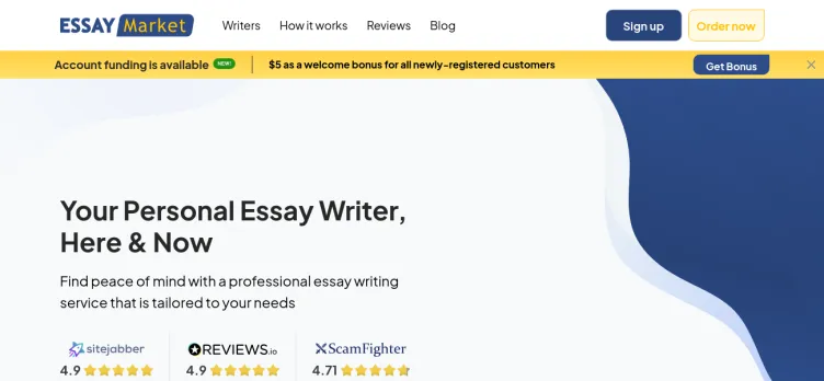 Screenshot Essay Market