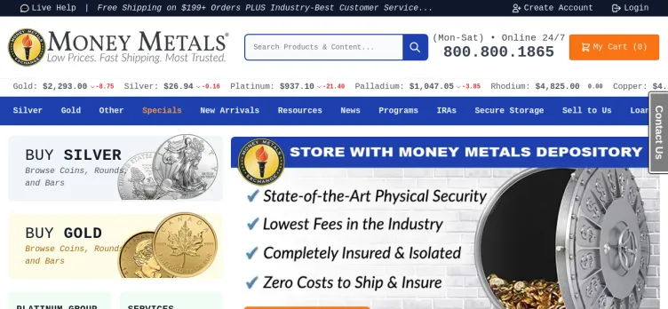 Screenshot Money Metals Exchange