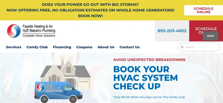 Screenshot Fayette Heating & Air