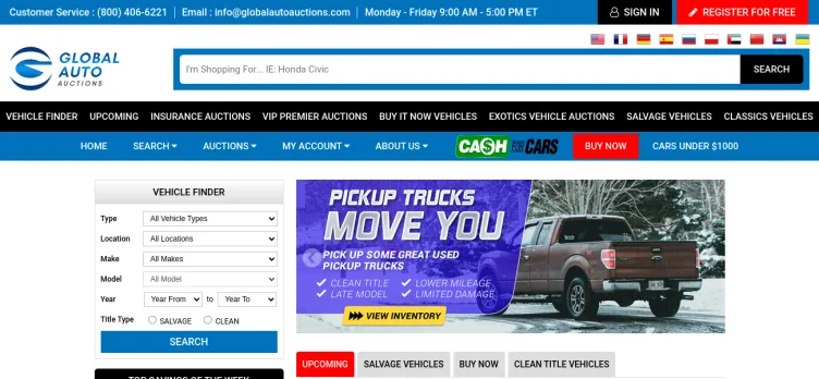 Screenshot Global Auto Auctions