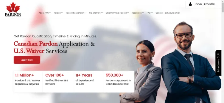 Screenshot Pardon Applications of Canada