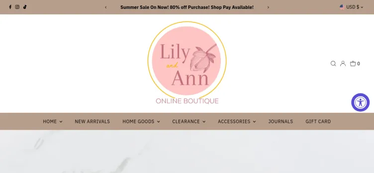 Screenshot Lily and Ann Online Boutique