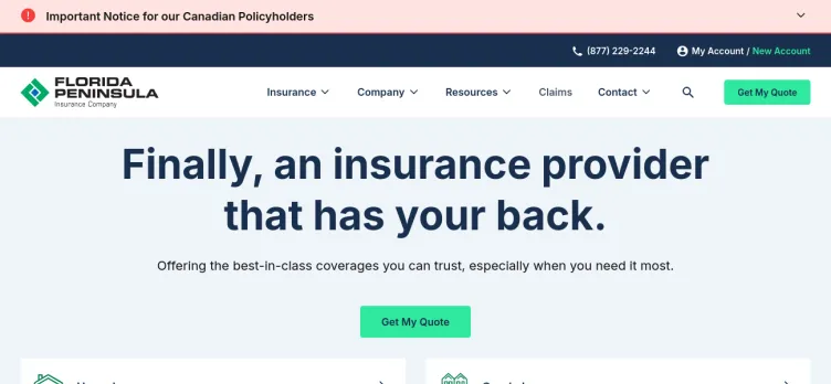 Screenshot Florida Peninsula Insurance