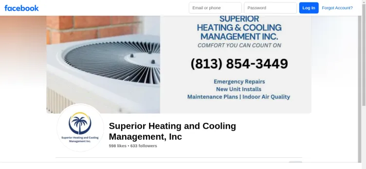 Screenshot Superior Heating & Cooling Management