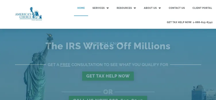 Screenshot America's Choice Tax Relief