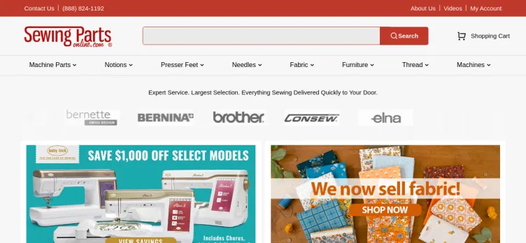 Screenshot Sewing Parts Online