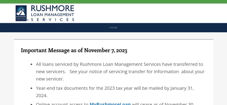 Screenshot Rushmore Loan Management Services