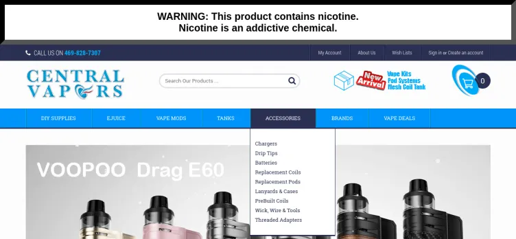 Screenshot Central Vapors