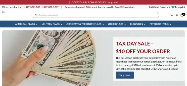 Screenshot Americanflags.com