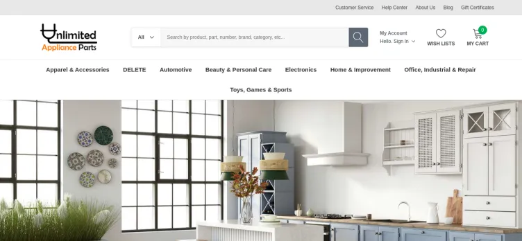 Screenshot Unlimited Appliance Parts