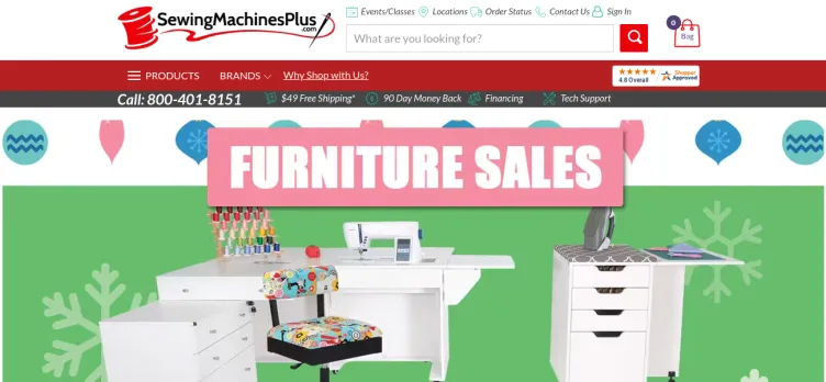 Screenshot SewingMachinesPlus