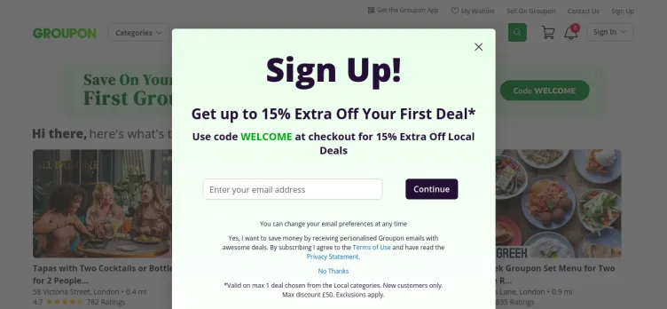 Screenshot Groupon UK