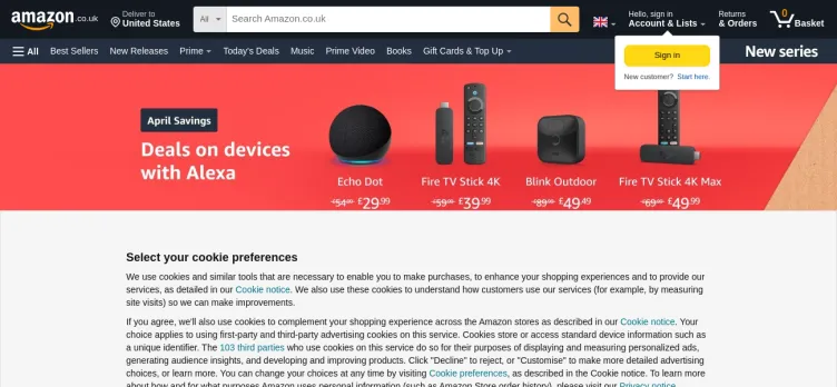 Screenshot Amazon UK