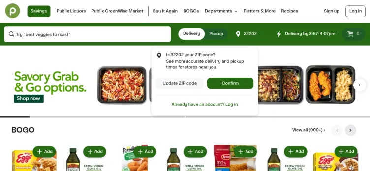 Screenshot Publix Super Markets Grocery Delivery