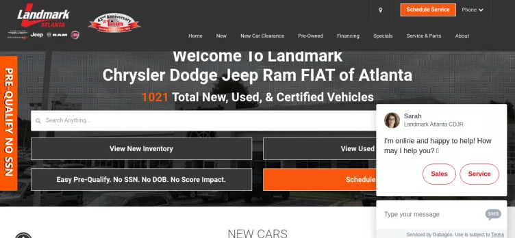 Screenshot Landmark Chrysler Dodge Jeep Ram of Atlanta