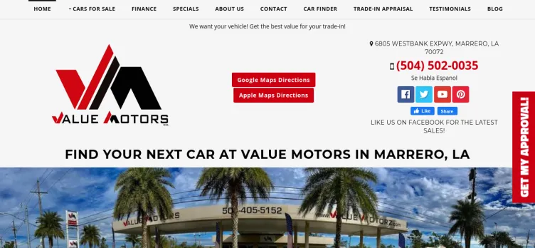 Screenshot Value Motors Company