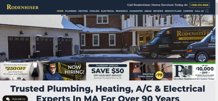 Screenshot Rodenhiser Plumbing, Heating, A/C & Electric