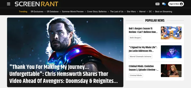 Screenshot ScreenRant