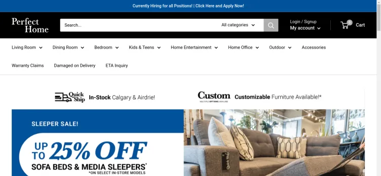 Screenshot Perfect Home Furniture (Calgary)