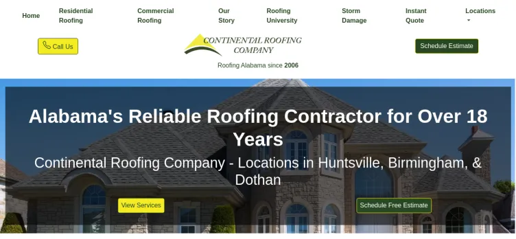 Screenshot Continental Roofing Company