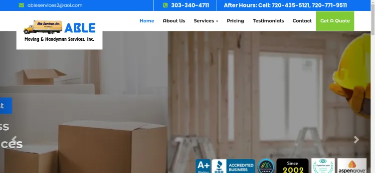 Screenshot Able Moving Handyman Service