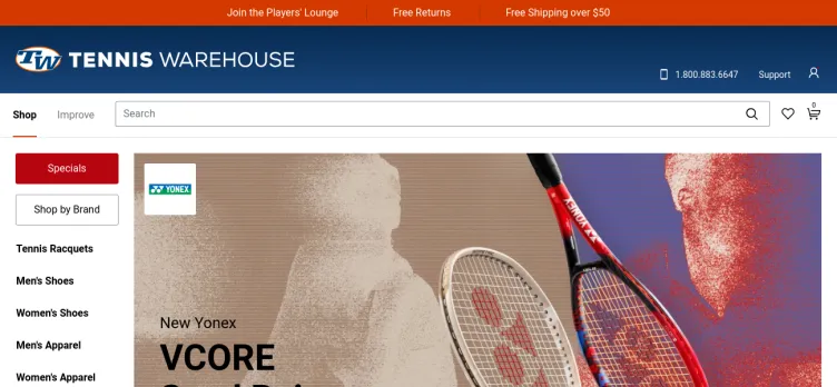 Screenshot Tennis Warehouse