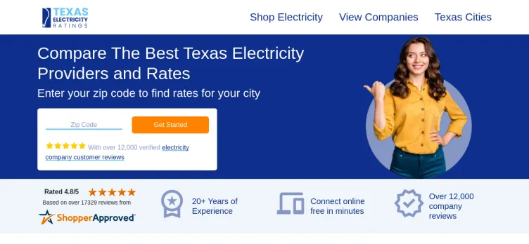 Screenshot TexasElectricityRatings.coma N