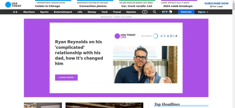 Screenshot USA Today