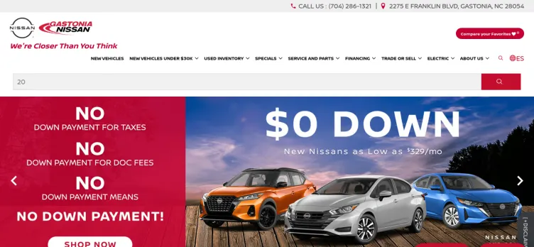 Screenshot Gastonia Nissan