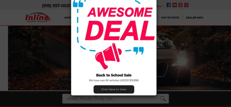 Screenshot Inline Auto Sale