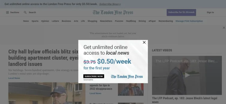 Screenshot The London Free Press