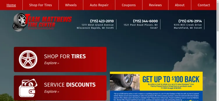 Screenshot Team Matthews Tire Center